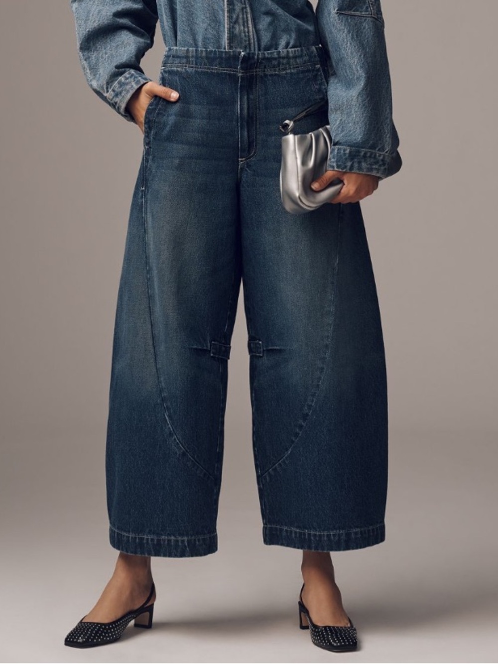 NEW Anthropologie Pilcro Curve High-Rise Tapered Barrel Jeans Cropped Pants 26